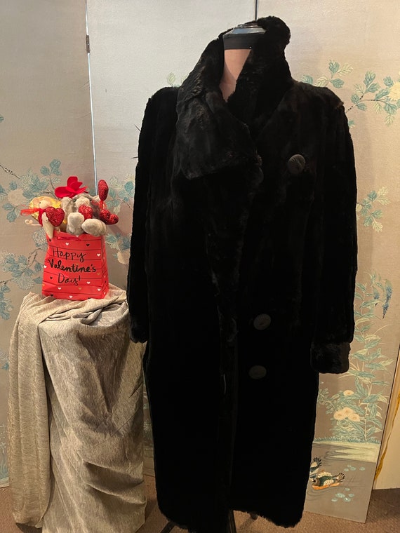 1920’s fur coat, Black, sheared beaver coat