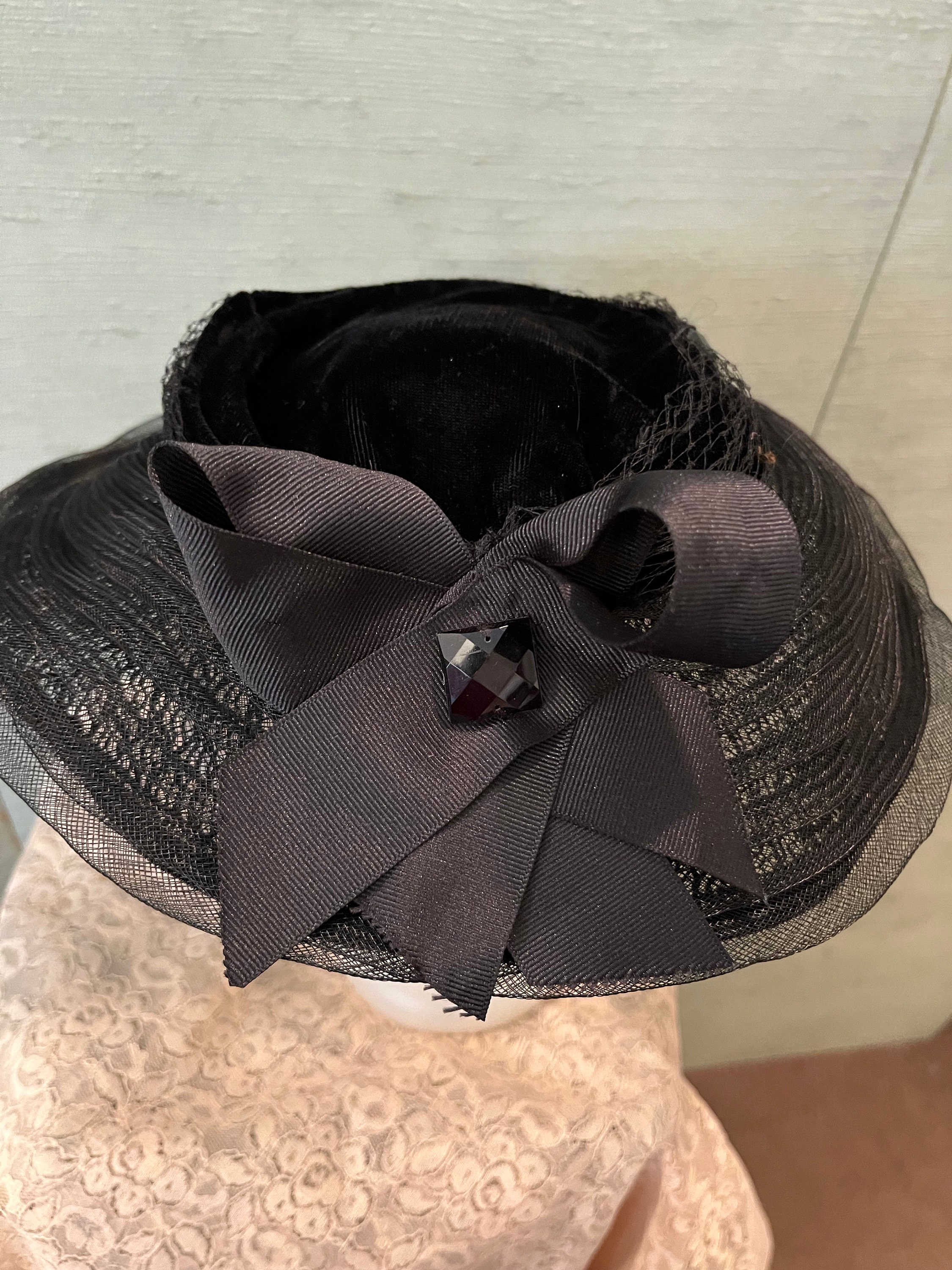1940, Re-design, Sheer, Wide Brim, Velvet Crown, Grosgrain  display picture 3