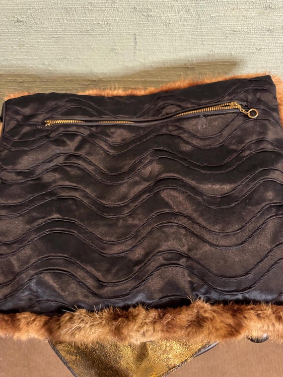 40’s mink handbag, clutch/loop handle; backed in … - image 5
