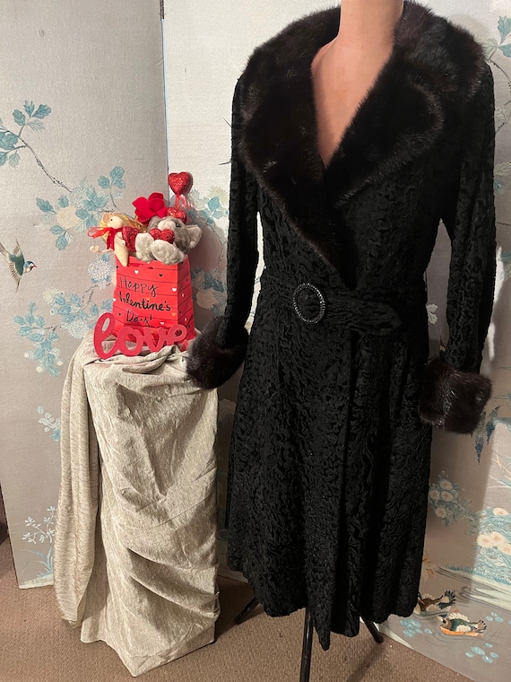 Persian lamb coat with blackglama mink collar, cu… - image 1