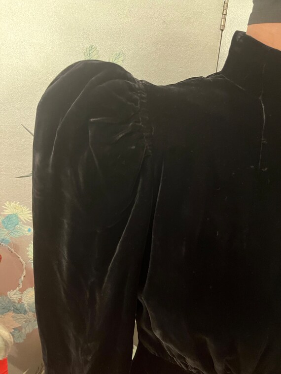 1930 Original,vintage black velvet, full length e… - image 4