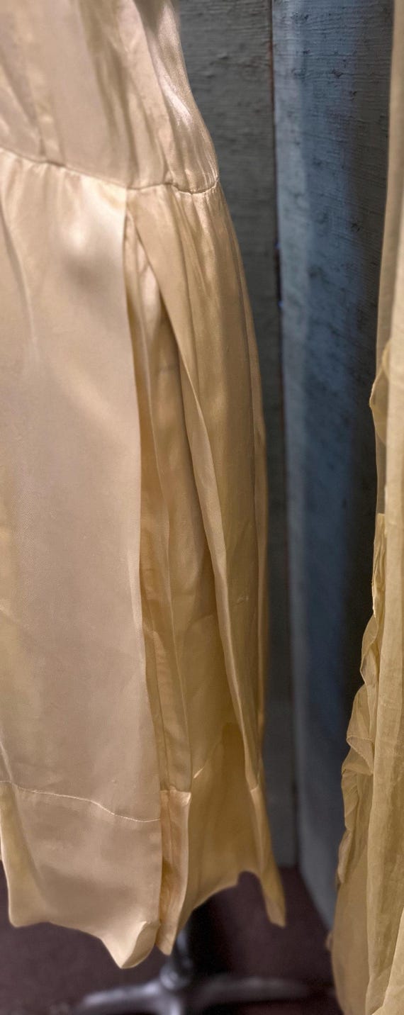 1930 yellow organza tea dress with yellow satin s… - image 6