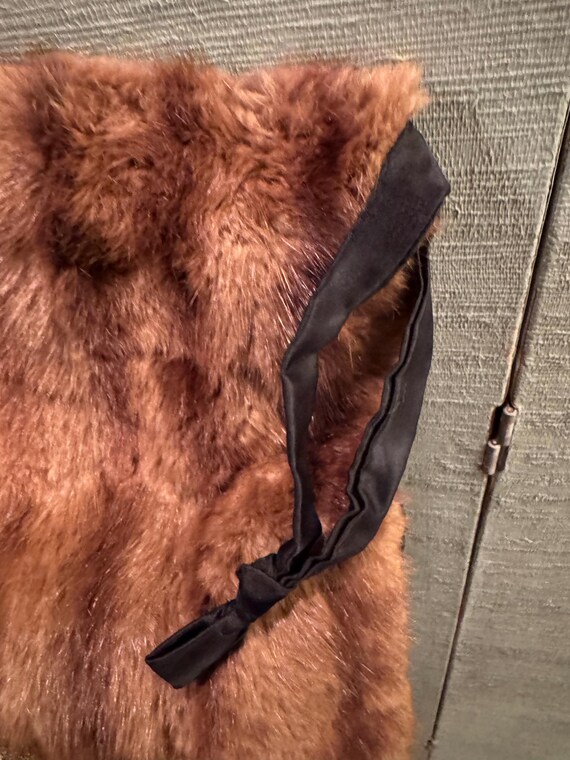 40’s mink handbag, clutch/loop handle; backed in … - image 3