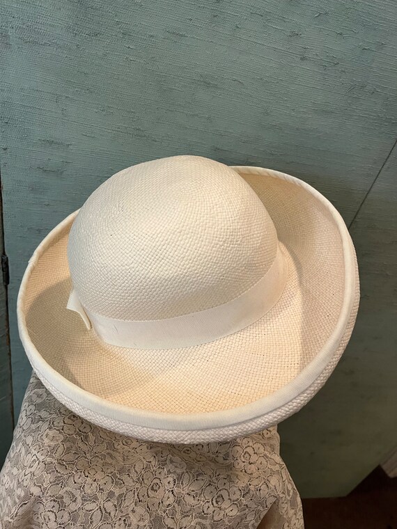 1980 turn back brim, off-white straw hat - image 4