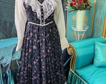 70s vintage gunne sax デニム×キルト スカート　Q267 Vintage 1970's 