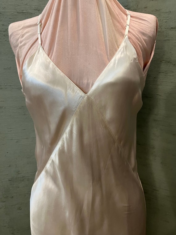 1930 slip/dress, bias cut cream silk satin slip