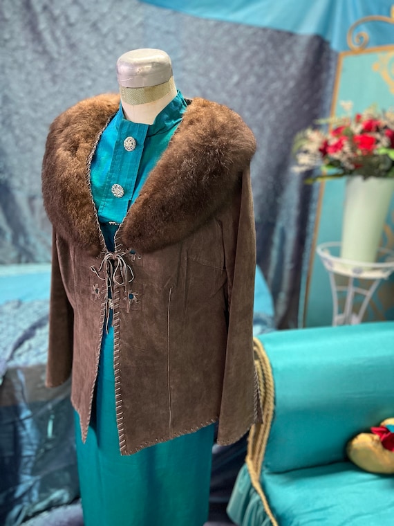 1980’s  suede Jacket with fur collar,