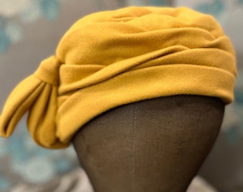 1950 vintage, mustard yellow, wool gabardine hat