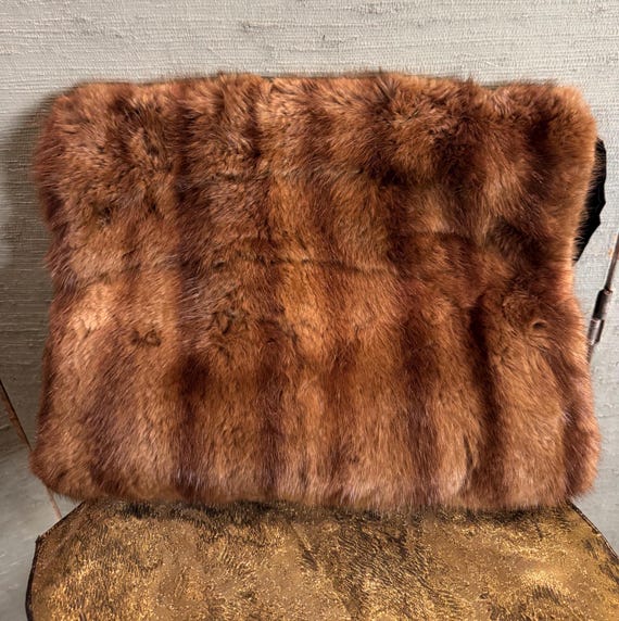 40’s mink handbag, clutch/loop handle; backed in … - image 7