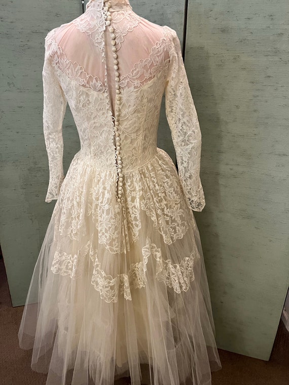 1940/1950 Net and Lace Wedding Dress - Etsy