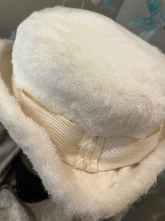 1960 vintage, sheared, faux fur hat, riding hat s… - image 2