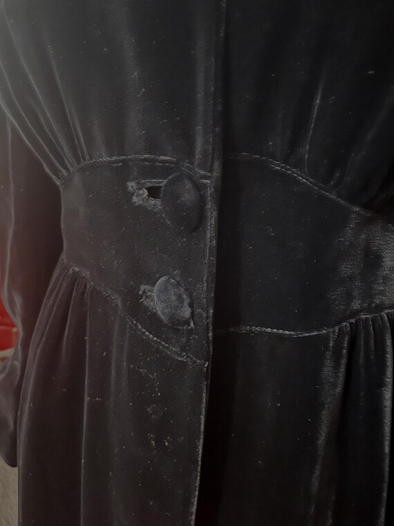 1930 Original,vintage black velvet, full length e… - image 5