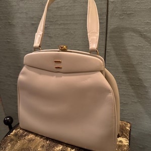 50er Jahre “Dofan” aus Frankreich, selten, weiss, Leder Handtasche
