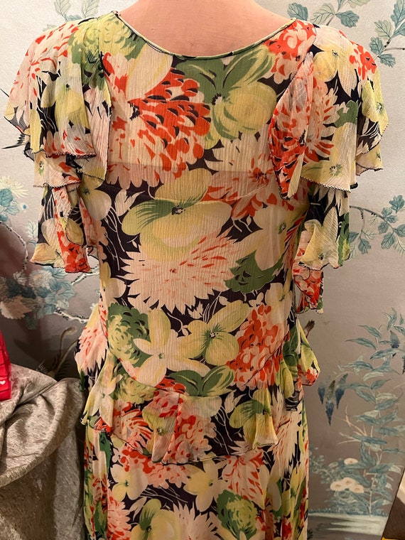 1920s Dreamy Silk Chiffon Dress & Capelet