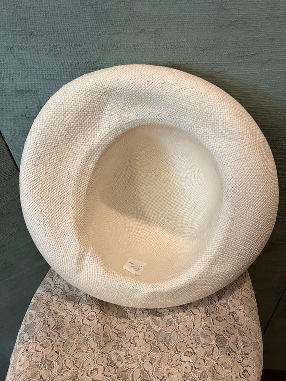 1980 turn back brim, off-white straw hat - image 3