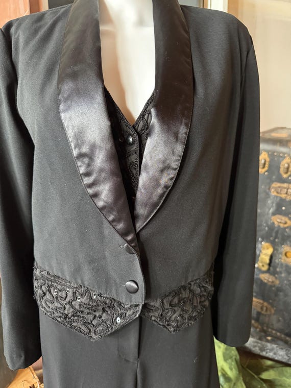 Tux Lady, black tux with crop Jacket and sequined… - image 2
