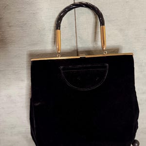 50er Jahre schwarze Samt, Übergröße, Handtasche