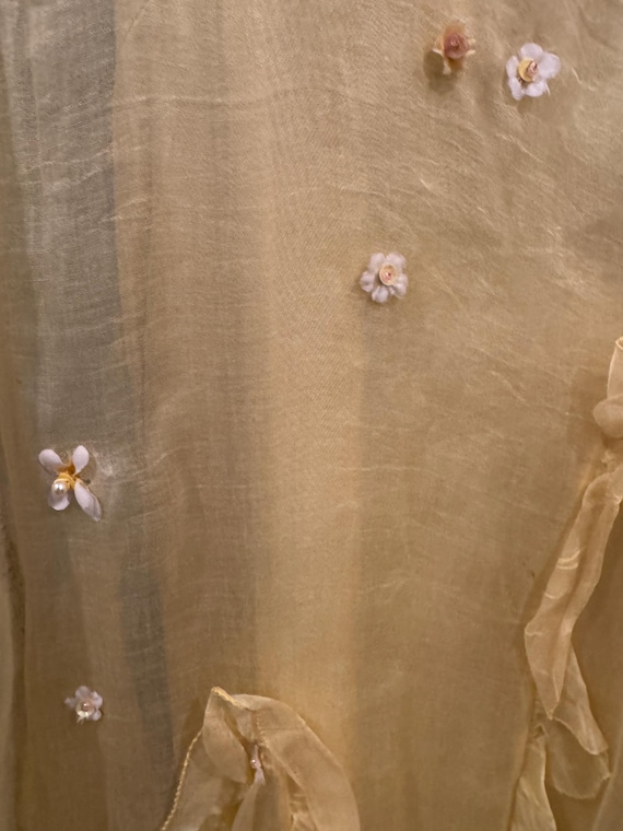 1930 yellow organza tea dress with yellow satin s… - image 8