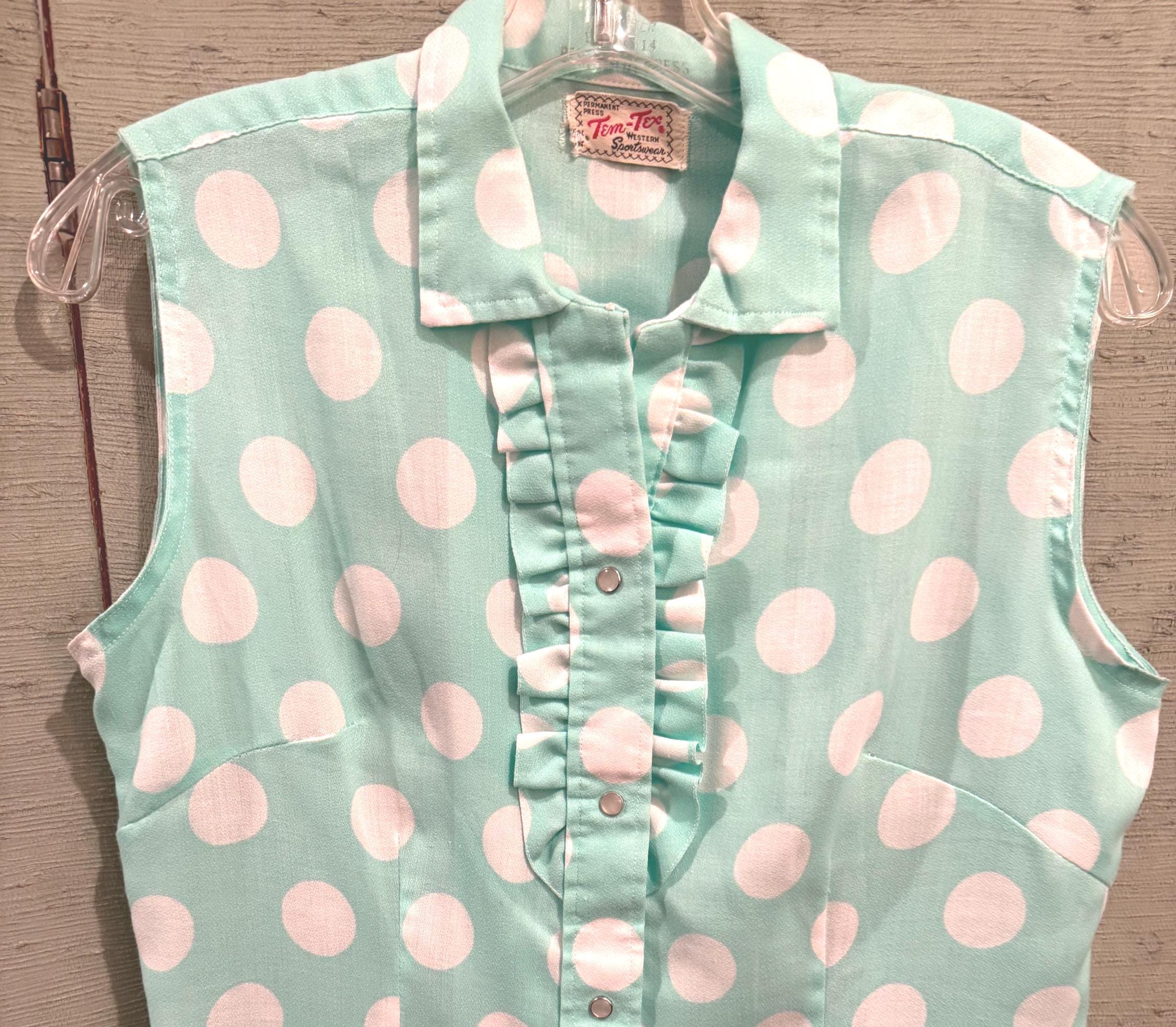Mint Polka Blouse - Etsy