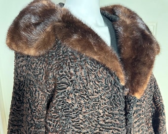 60’s “Canadian Fur Co.” lamb fur jacket; luscious mink collar