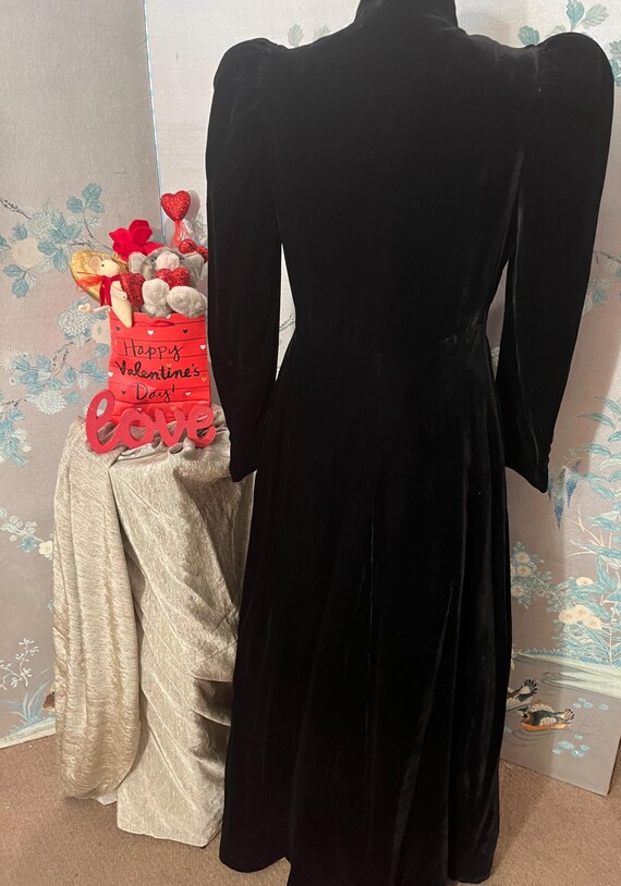 1930 Original,vintage black velvet, full length e… - image 7