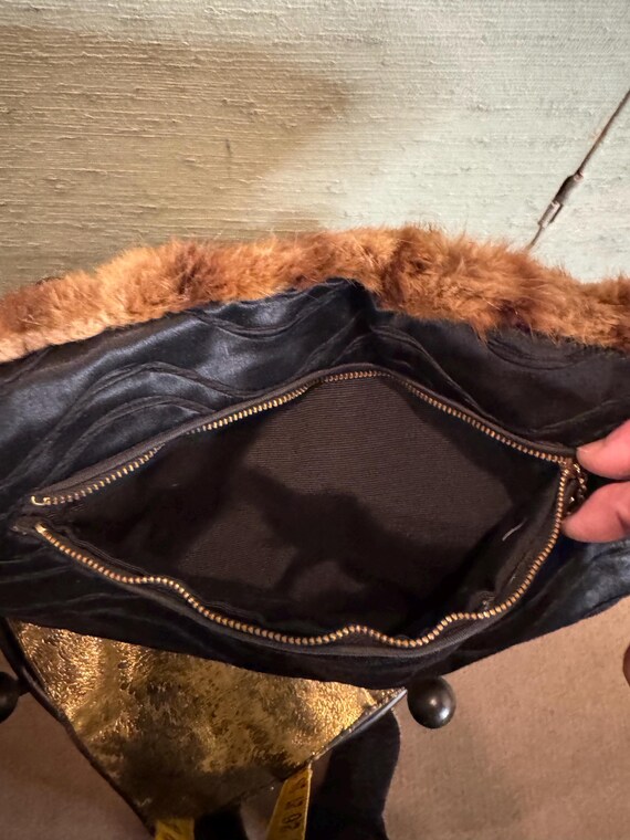 40’s mink handbag, clutch/loop handle; backed in … - image 6