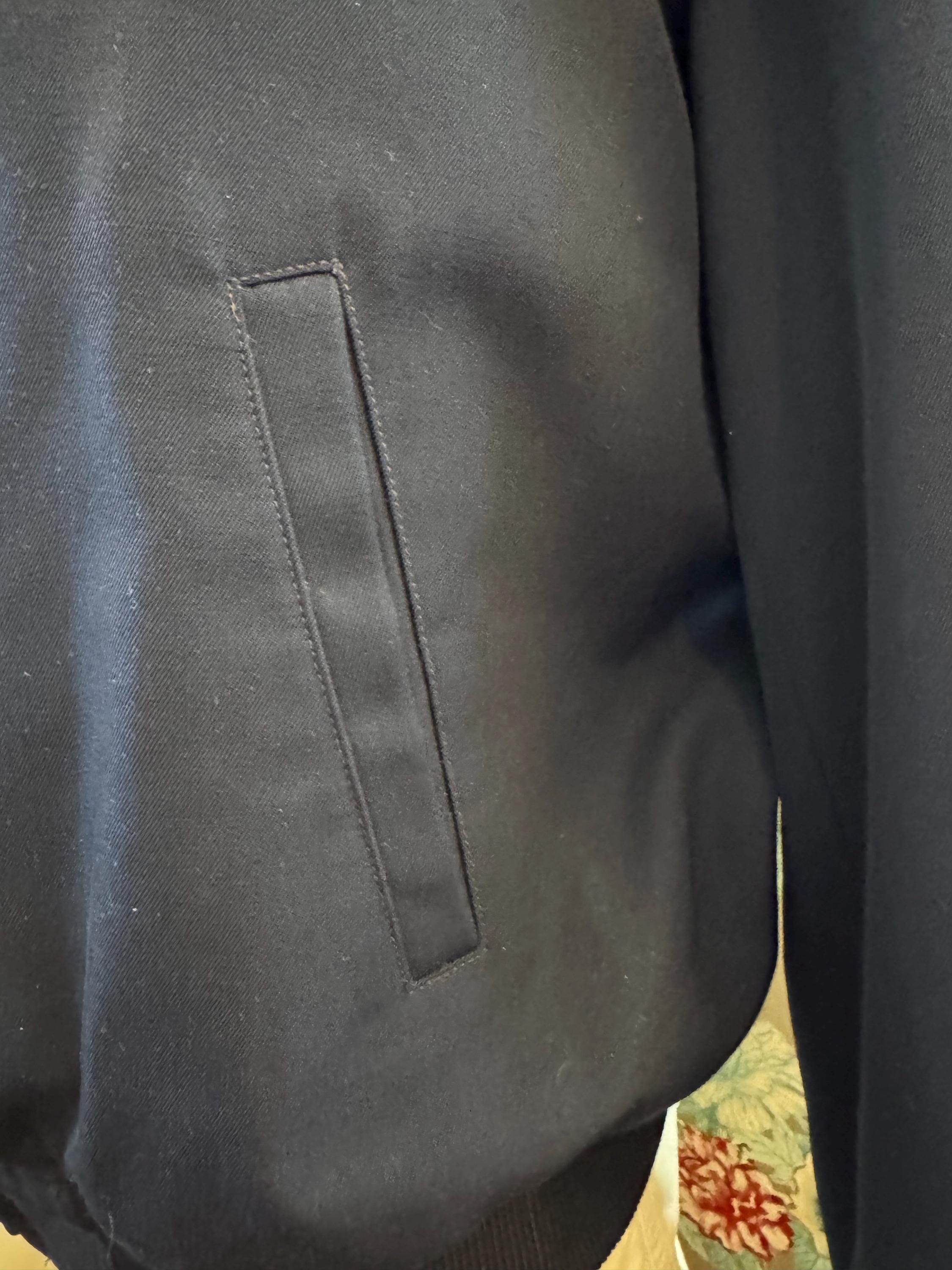 50's Bomber Jacket in Navy Polyester/wool, Zip up Front, Service