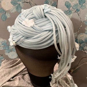 Joseph Magnin Blue Ribbon Hat Ruffled Loop Mid Century Vintage Joseph Magnin Hats - Etsy main image 4