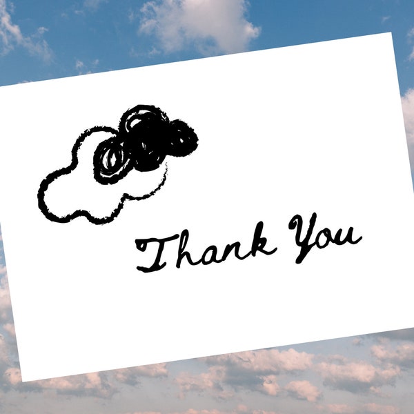 Simple, Instant Download, Cloud Thank you card