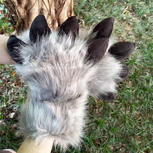 Gray Fursuit Puppy Paws, puffy fursuit paw, cosplay gloves,cat paws,wolf paws, fox paws, pet play, furry gloves, Fox Paws Custom, Gifts