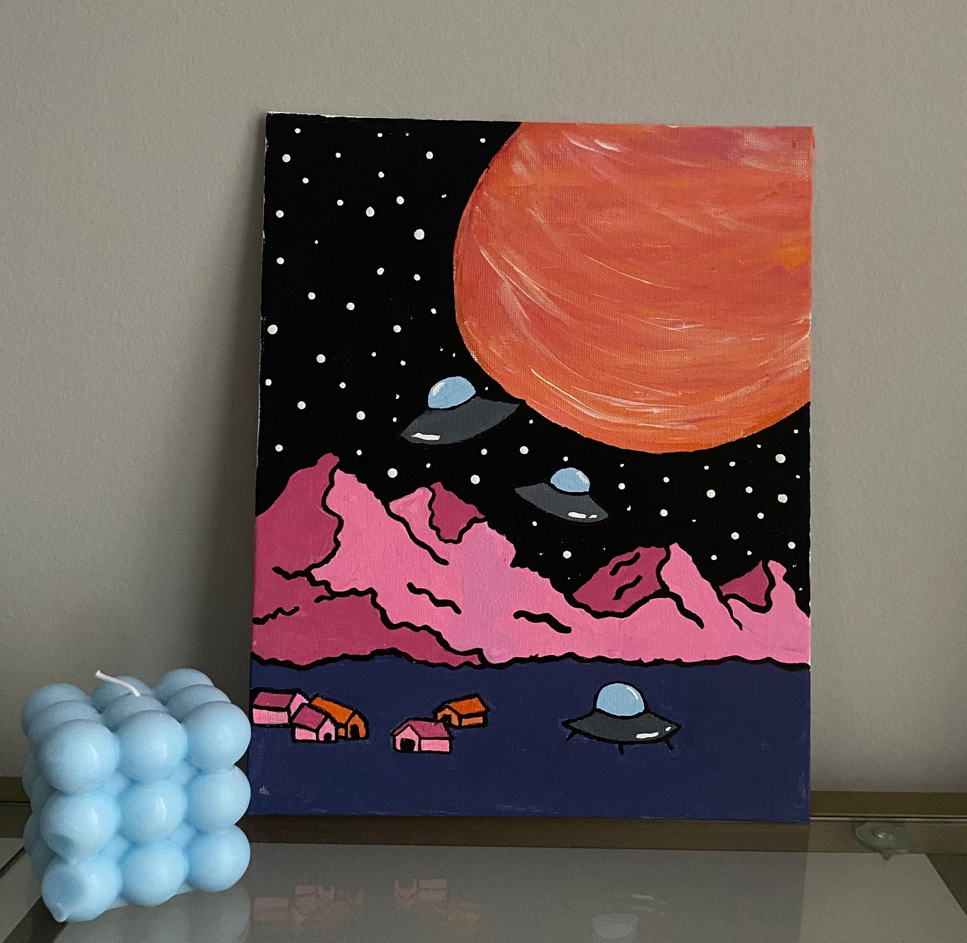 Outer Space Trippy Hand Made Acrylic Canvas Painting - Etsy