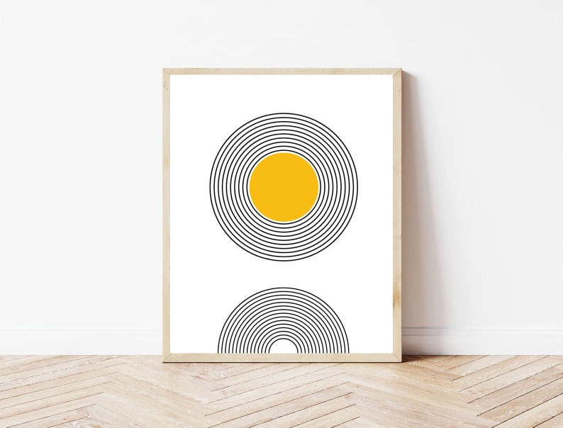 Mid Century Modern Boho Wall Art Set of 3 Prints / Abstract Yellow ...