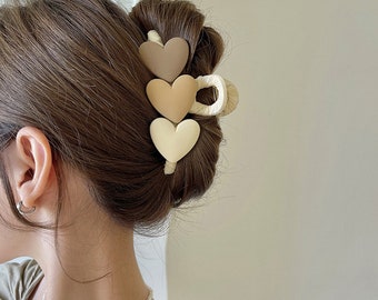 Korean style Heart hair claw clips for thin thick hair, Hair accessories for her, Hair Claw