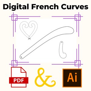 Digitale Musterherstellungslineale | Musterherstellung Lineale | Hip Curve Lineal | Französisches Kurvenlineal | Illustrator Muster Lineal