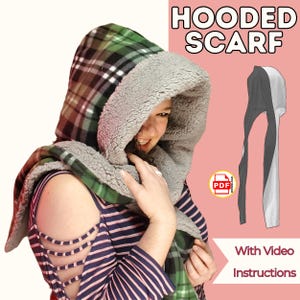 DIY Hooded Scarf PDF Sewing Pattern – Print and Projector File Sewing Instructions with Video