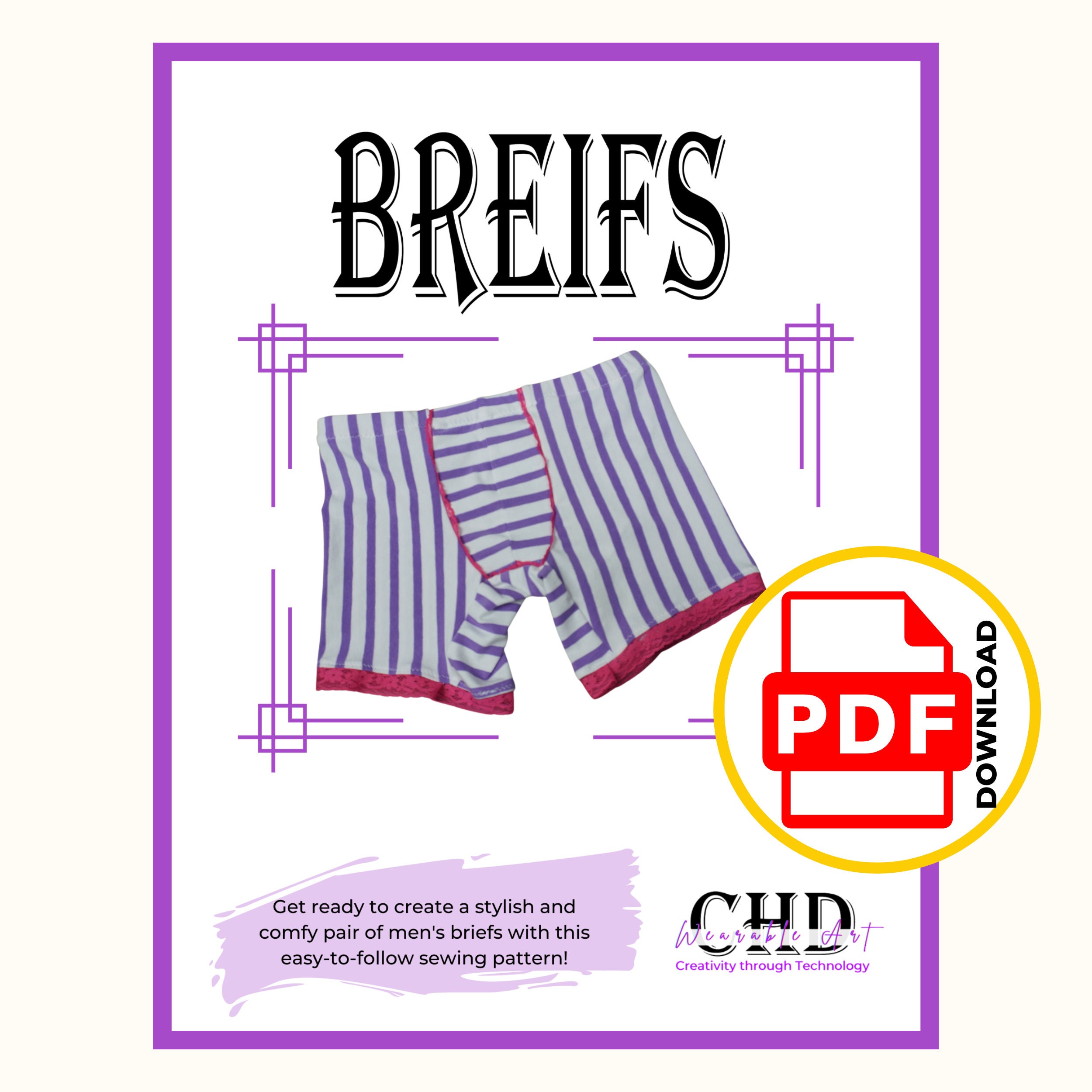Men's Brief PDF Sewing Pattern Men's Underwear Sewing Pattern Men's
