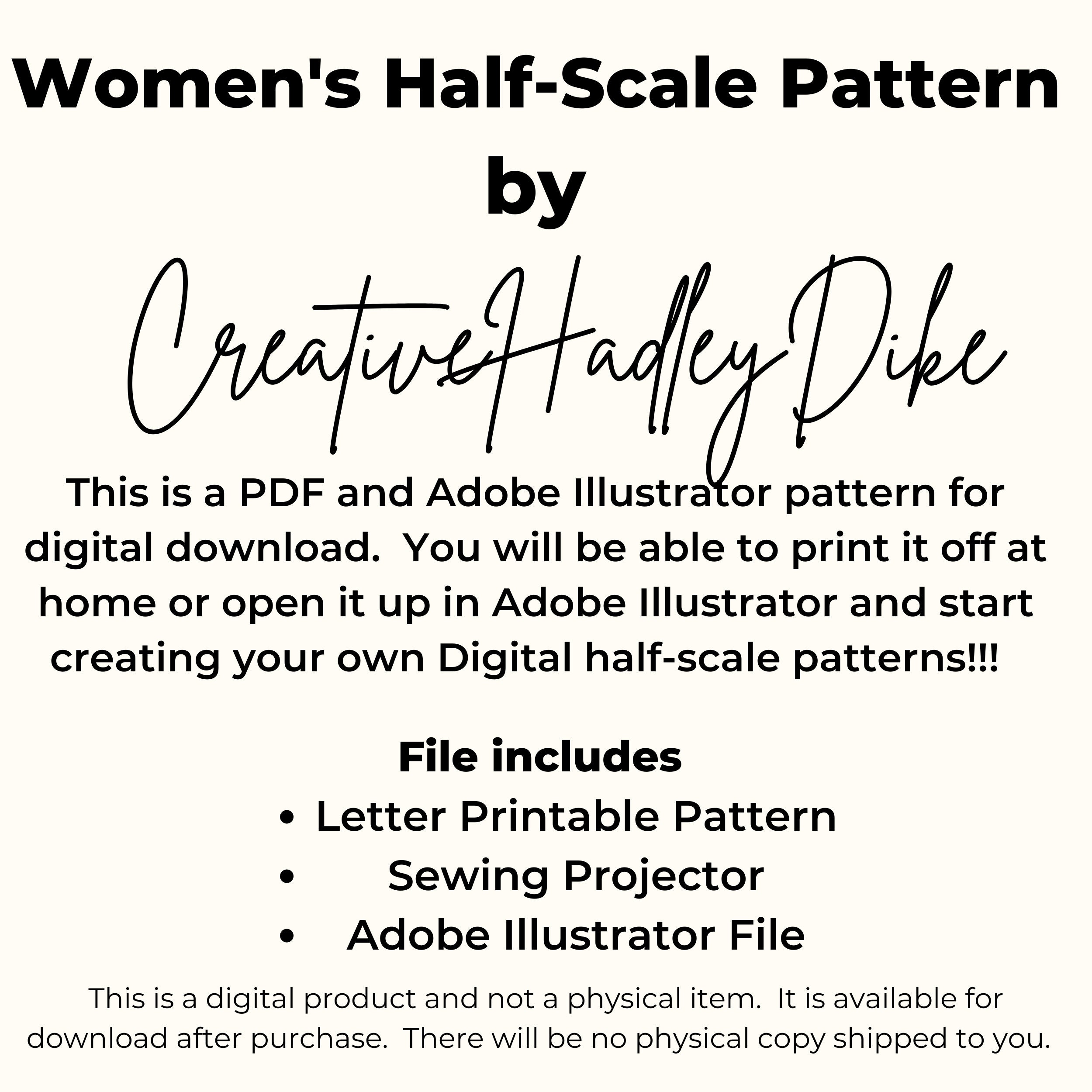 Half Scale Sewing Pattern PDF – Sloper/block With Bodice, Sleeve, Skirt ...