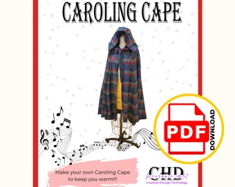 Cape PDF Sewing Pattern | Caroling Cape PDF Sewing Pattern | 3/4 Circle Cape Pattern | Hooded Cape Sewing Pattern | Hooded Cape PDF Pattern