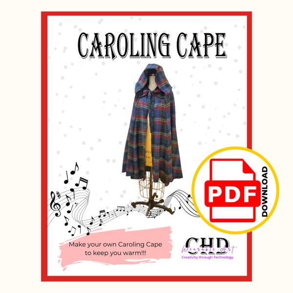 Cape PDF Sewing Pattern | Caroling Cape PDF Sewing Pattern | 3/4 Circle Cape Pattern | Hooded Cape Sewing Pattern | Hooded Cape PDF Pattern