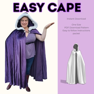 Easy Cape Sewing Pattern | Beginner-Friendly Cape with Optional Ties | PDF Sewing Pattern for Circle Capes | Easy Medieval Cape Pattern