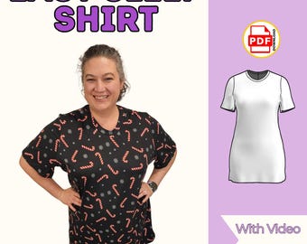 Easy Sleep Shirt Sewing Pattern – Beginner Knit Pajama Top PDF 17 Sizes