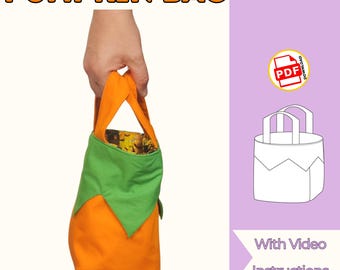 Pumpkin Bag Sewing Pattern: 8 Sizes, Video Tutorial (PDF and Projector Pattern files)