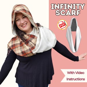 Hooded Infinity Scarf Sewing Pattern – PDF, Projector File, A0, Letter Size + Video Tutorial