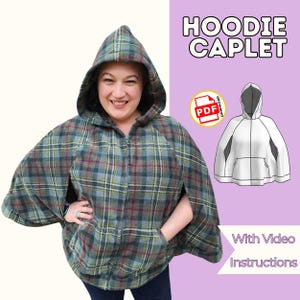 Hoodie Capelet Sewing Pattern - Cozy DIY Cape with Hood & Zipper | Beginner-Friendly + Step-by-Step YouTube Tutorial