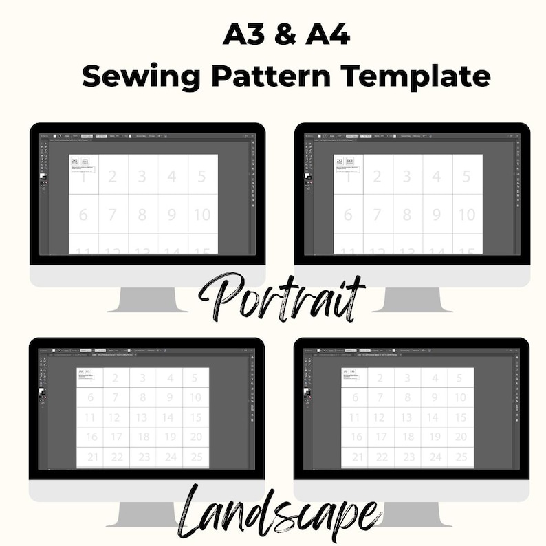 Illustrator Sewing Pattern Print Board Template Bundle (digital ...
