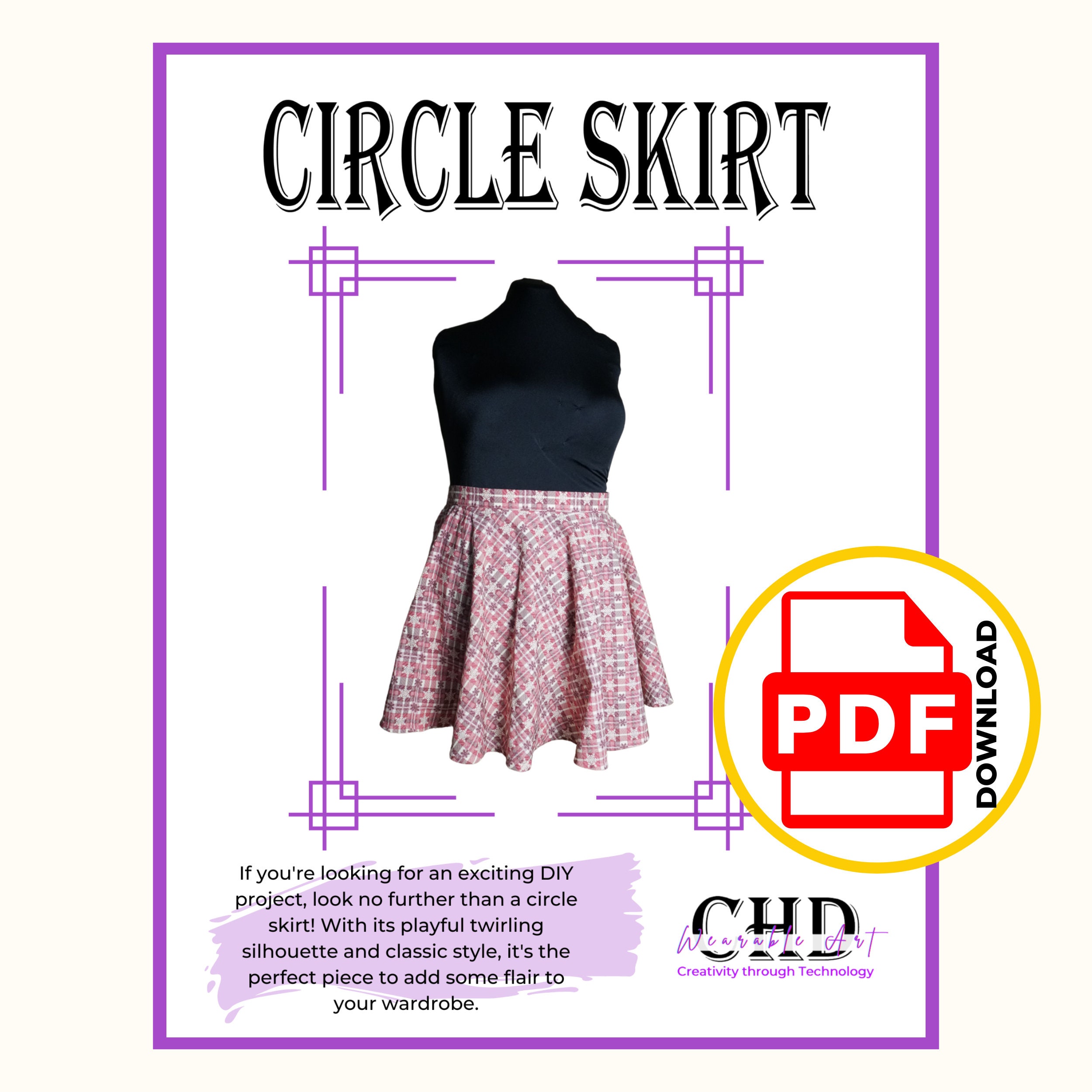 Circle Skirt Sewing Pattern PDF Circle Skirt Sewing Pattern Projected Sewing Pattern Circle Skirt Easy PDF Sewing Pattern Etsy