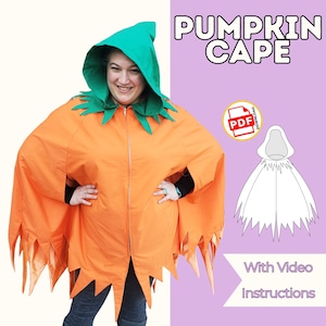 Pumpkin Cape Sewing Pattern | Halloween Costume | PDF Sewing Pattern | Halloween Cape | Projector Pattern | Easy Halloween Cape Costume