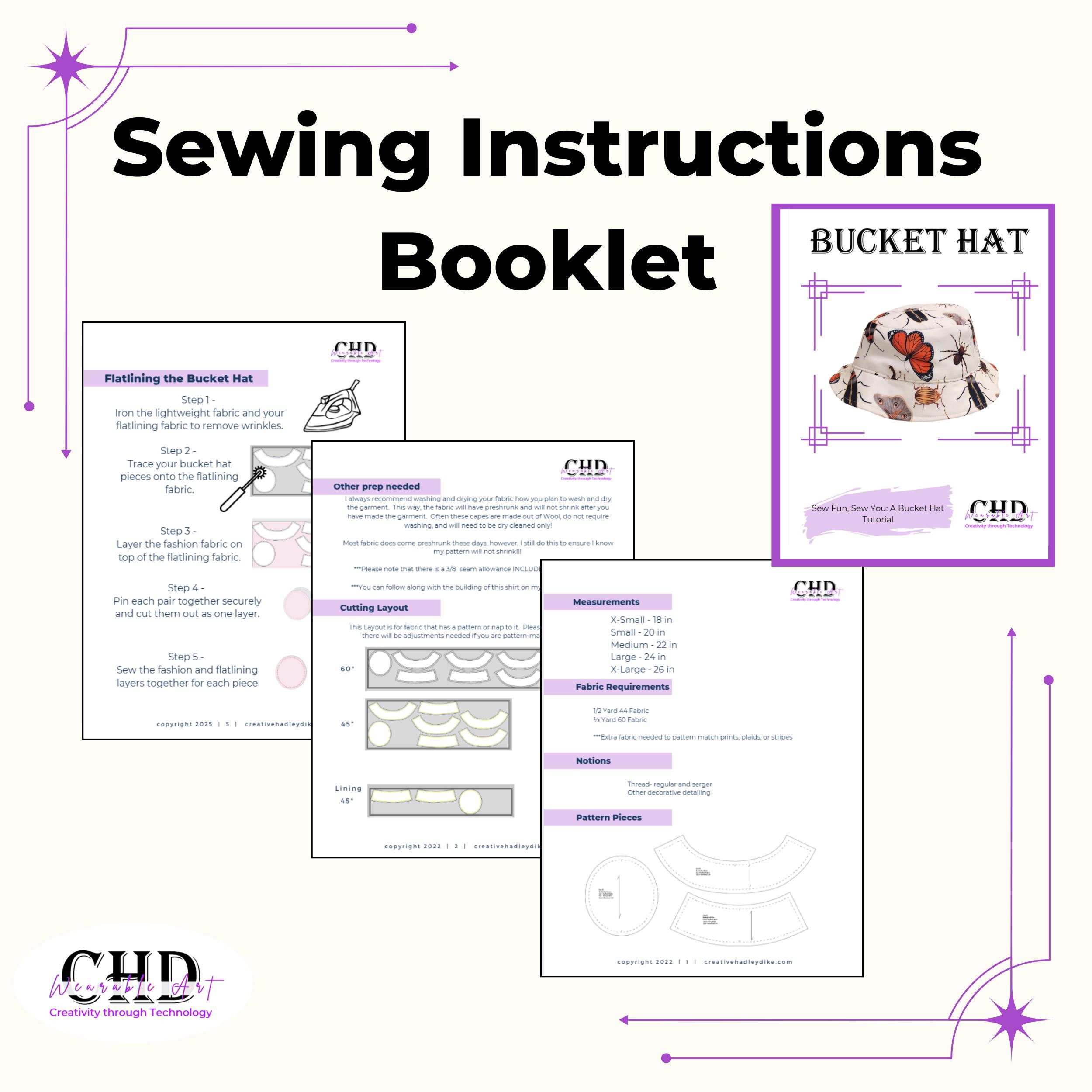 Bucket Hat PDF Pattern – Printable and Projector Sewing Guide + Sew ...