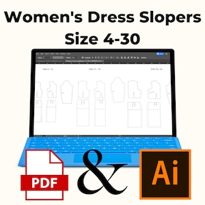 Women&#39;s Dress Block, Women&#39;s Sloper Set, PDf Women&#39;s Dress Pattern, Basic Pattern Set, Pattern Sizes 4-30, Slopers Make Your Own Patterns