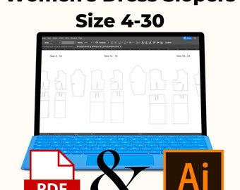 Women's Dress Sloper Set: Sewing Pattern Sizes 4-30 (PDF Pattern & Digital File)
